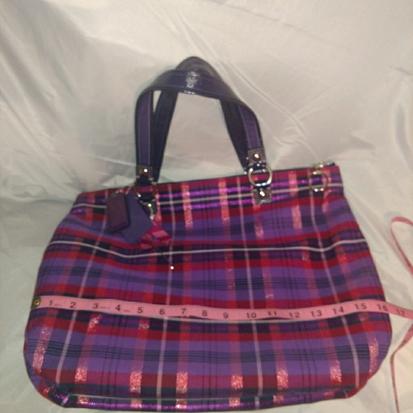 Coach Poppy Tartan Plaid Glam Handbag - Picture 5 of 6